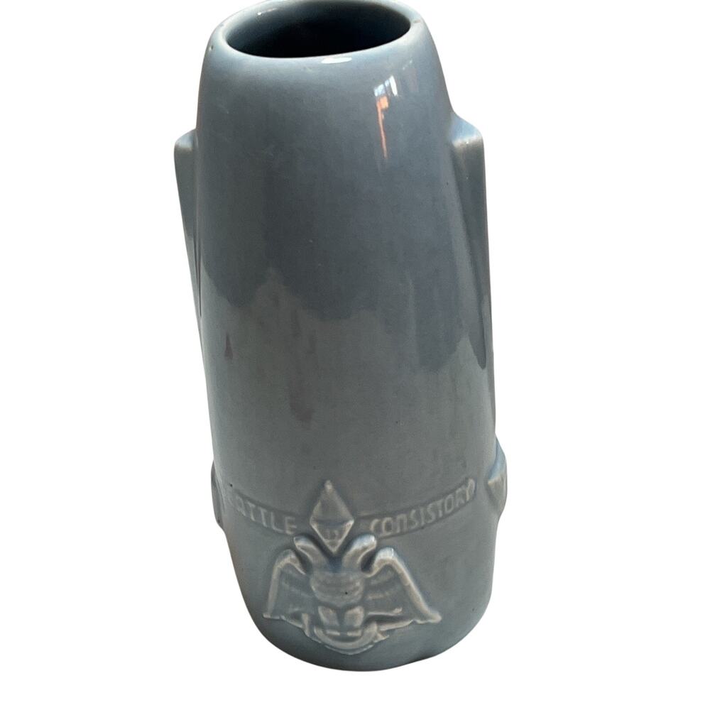 Vintage Blue Seattle Consistory Vase Free Masons Lodge Masonic